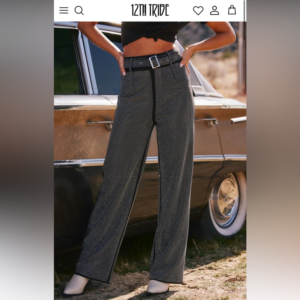NWT 12th Tribe Ace Black Rhinestone pants